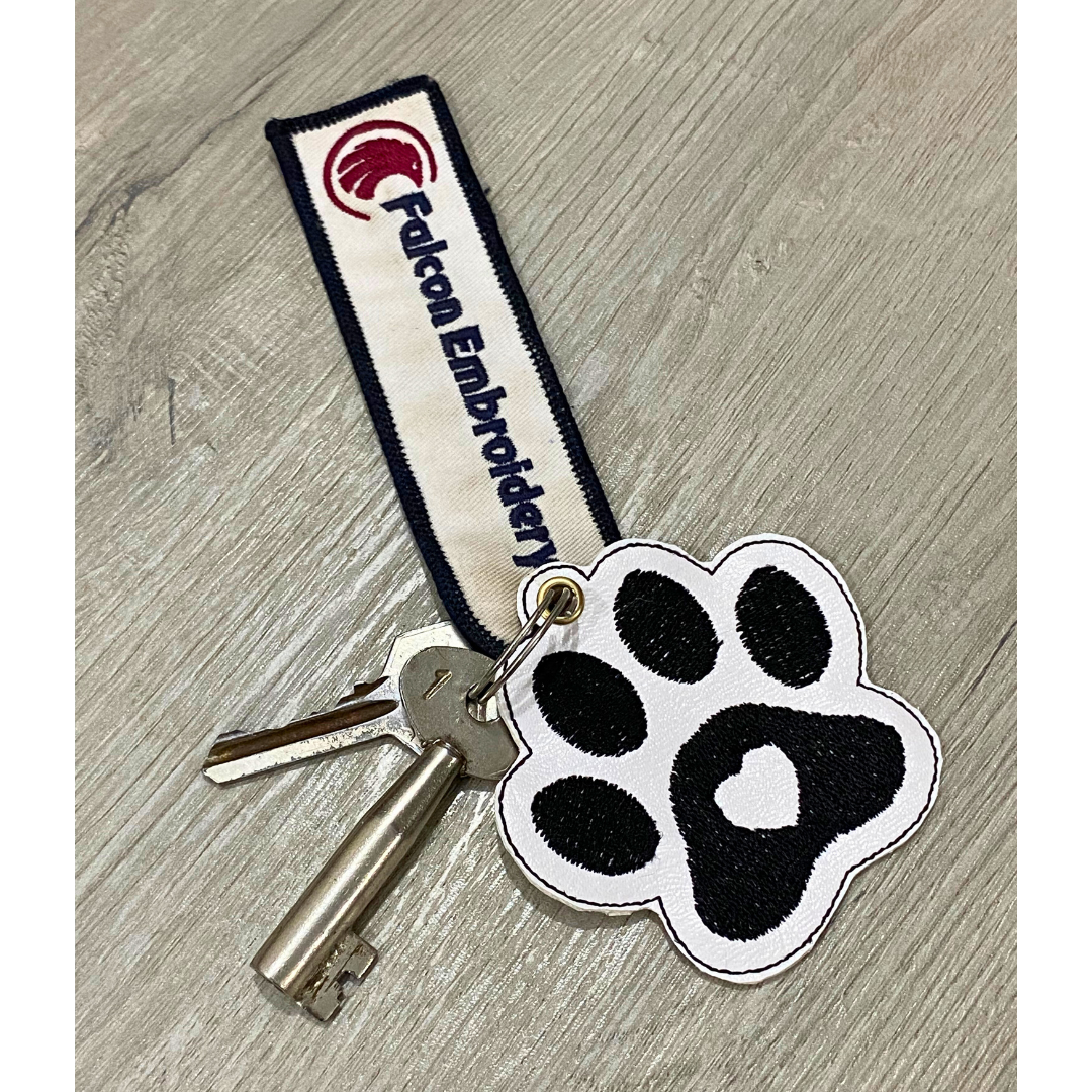 Dog Paw Heart Key Fob