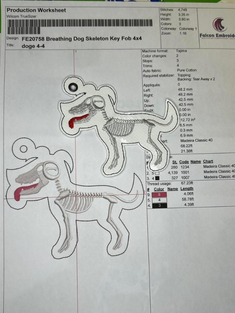 Spooky Dog Skeleton Key Fob