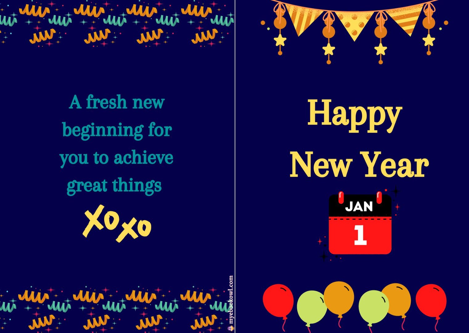 New Year Foldable Printable Cards New Year Foldable Printable Cards