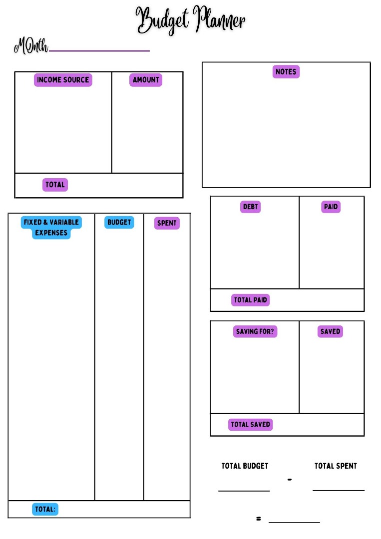 Meal Planner and Budget Planner Printable 