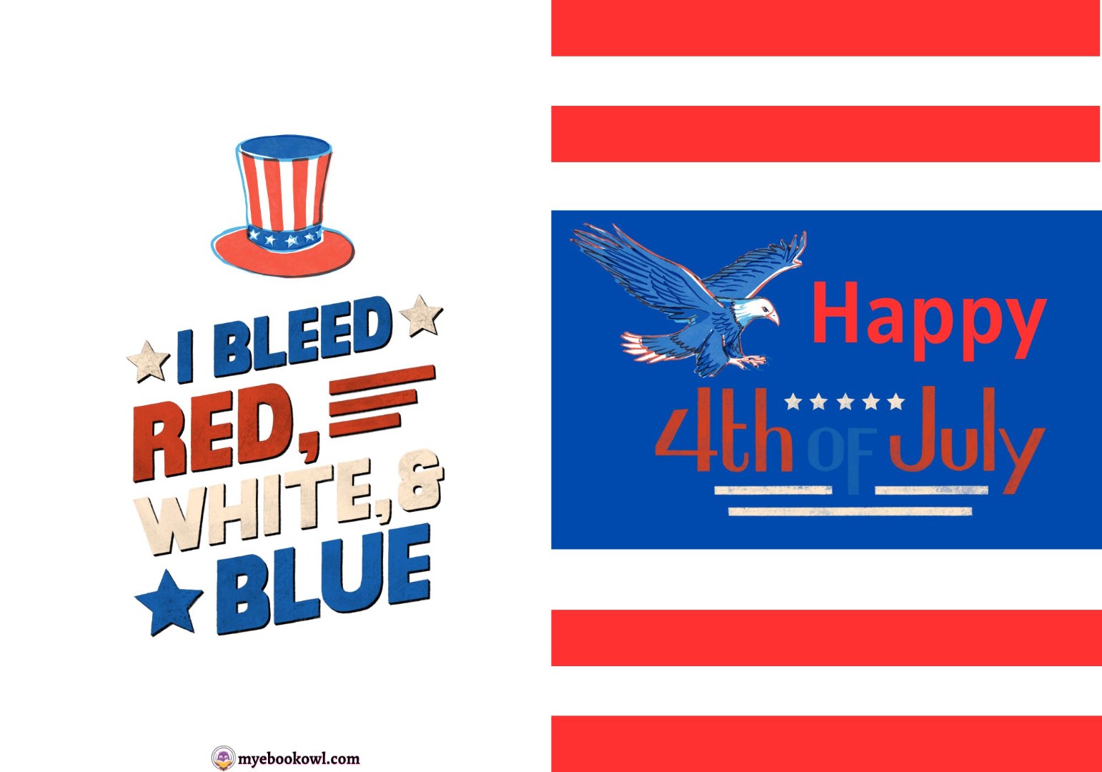4th of July Folded Printable Card 4th of July Folded Printable Card