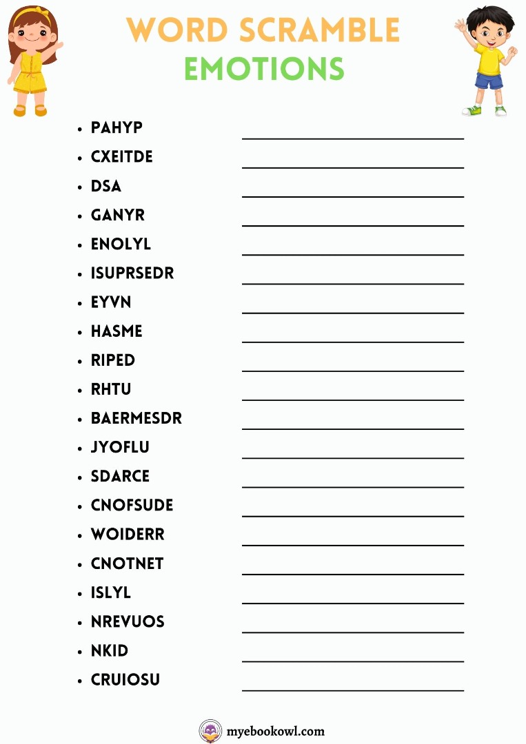 Kids Word Scramble 9 Game Sheets with Answer Key Printable Kids Word Scramble 9 Game Sheets with Answer Key Printable