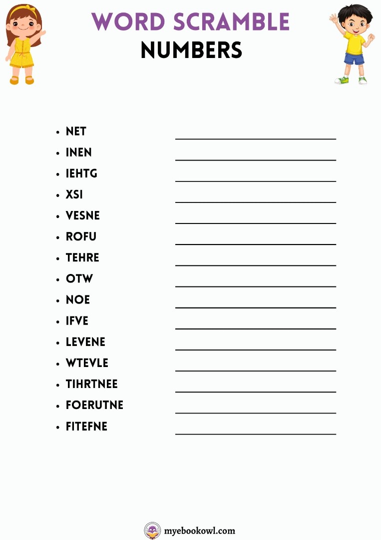 Kids Word Scramble 9 Game Sheets with Answer Key Printable Kids Word Scramble 9 Game Sheets with Answer Key Printable