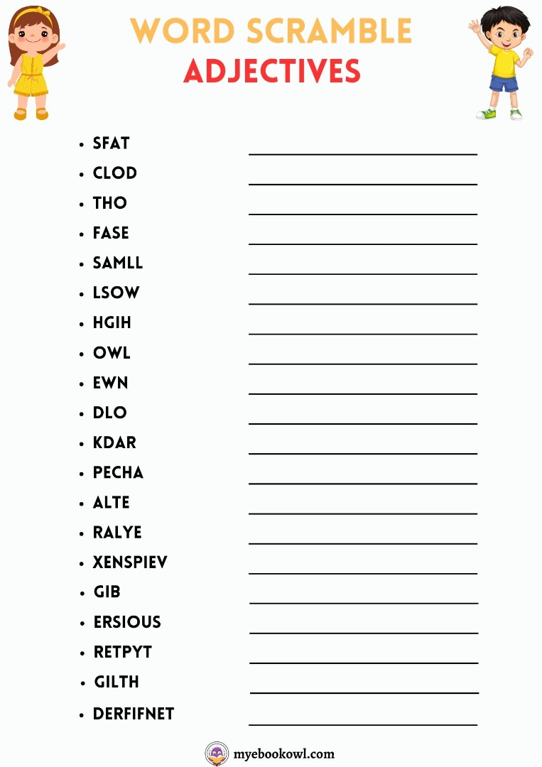 Kids Word Scramble 9 Game Sheets with Answer Key Printable Kids Word Scramble 9 Game Sheets with Answer Key Printable