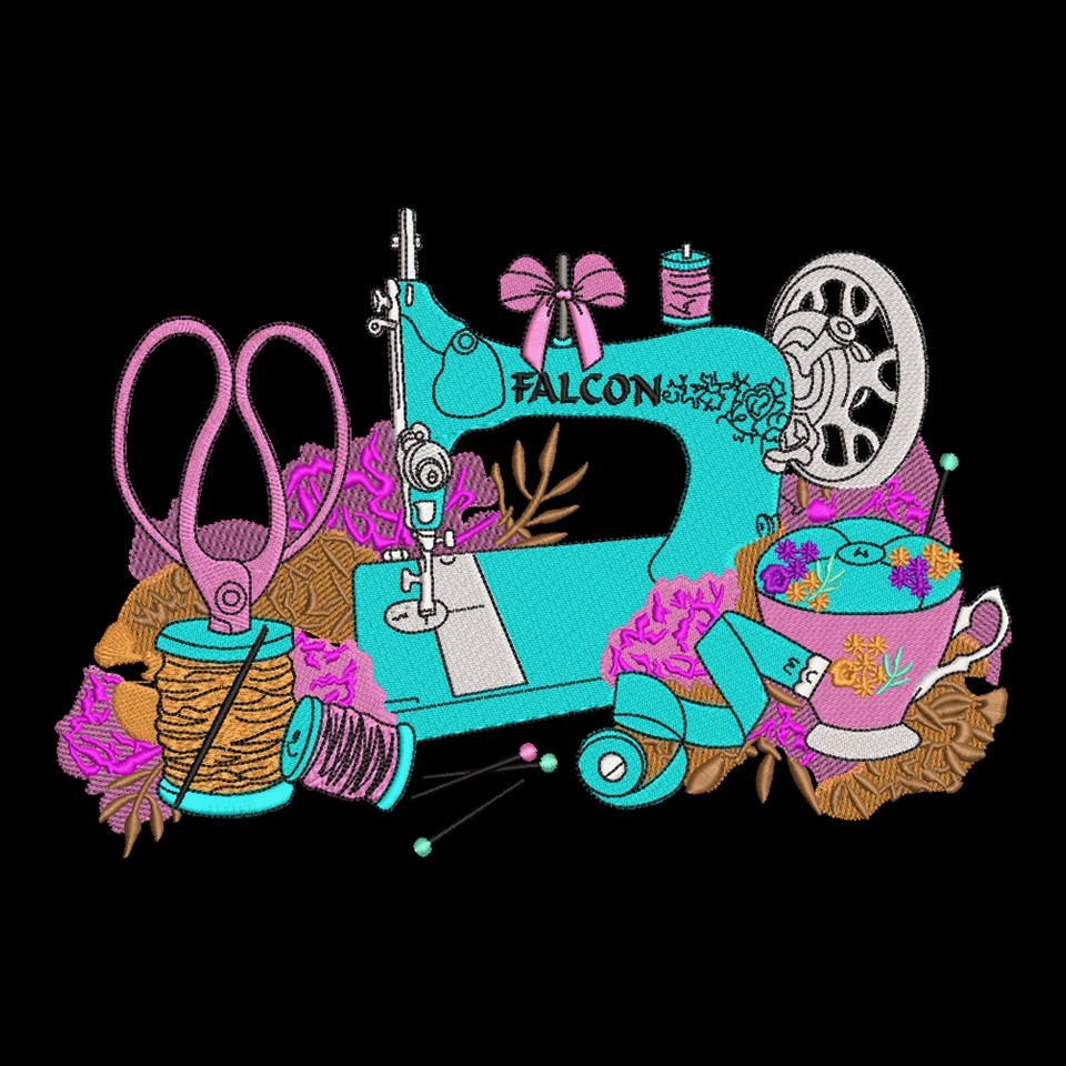 Floral Sewing Machine Design Floral Sewing Machine Design
