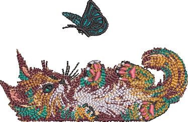 Colorful Cat Is Playing With A Butterfly Colorful Cat Is Playing With A Butterfly