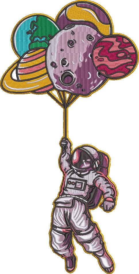 Astronaut Holding Planet Balloons Astronaut Holding Planet Balloons