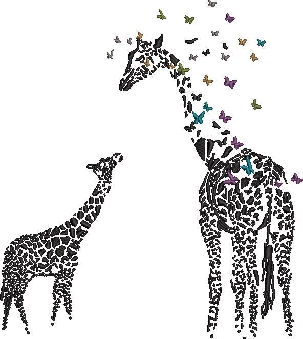Giraffe Butterfly And Love