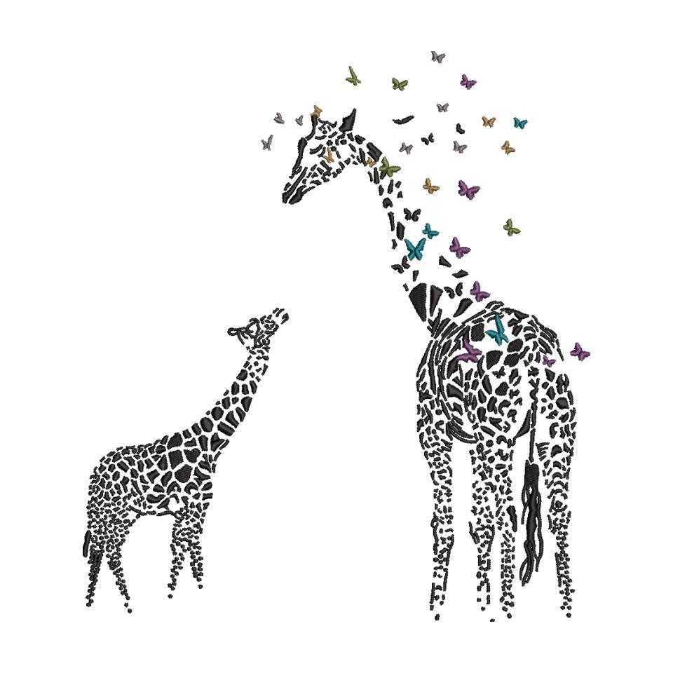 Giraffe Butterfly And Love