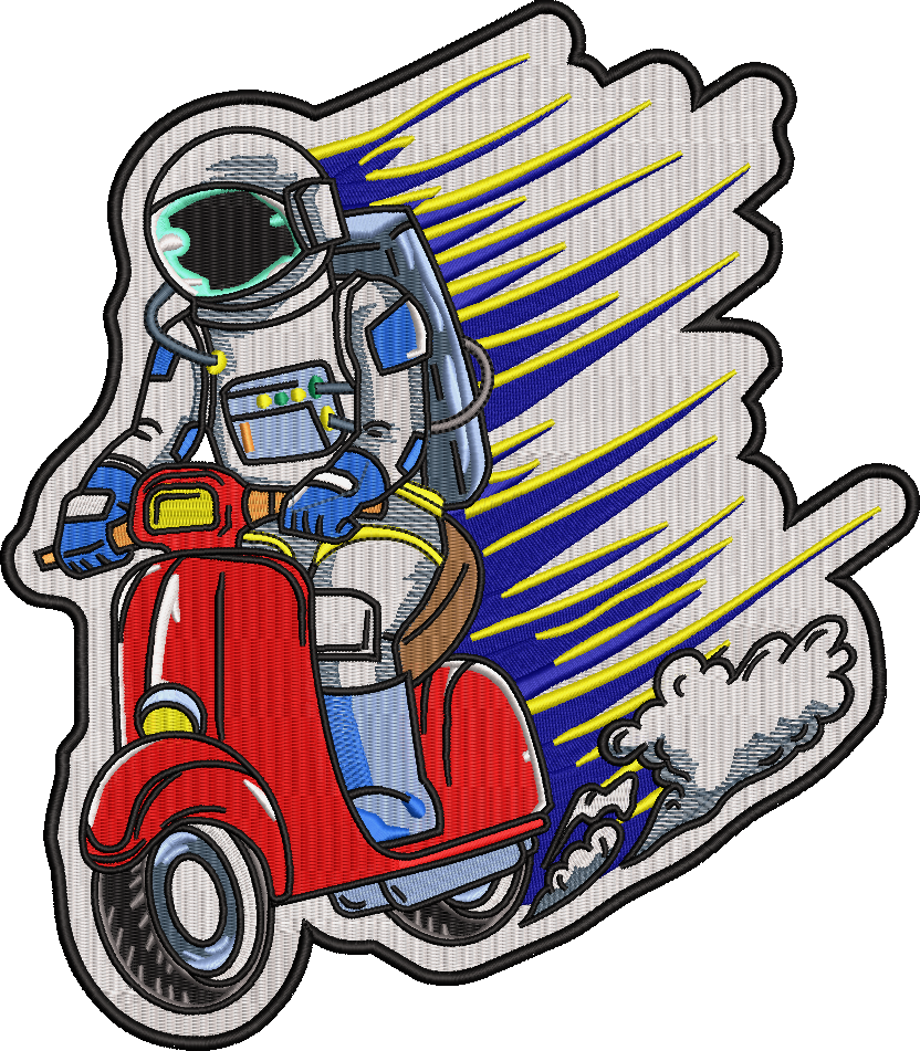 Funny Astronaut On A Scooter