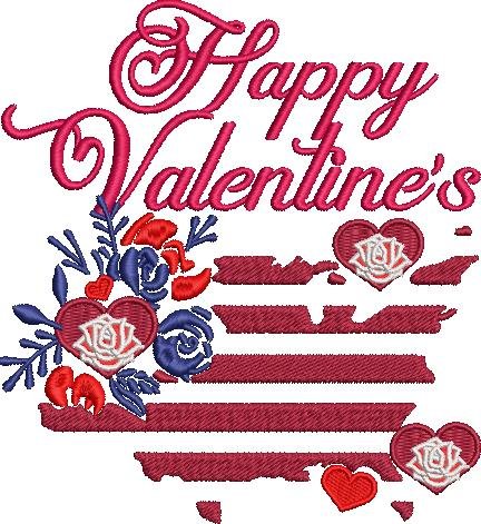 Valentine Day On Patriotic Flower Flag Valentine Day On Patriotic Flower Flag