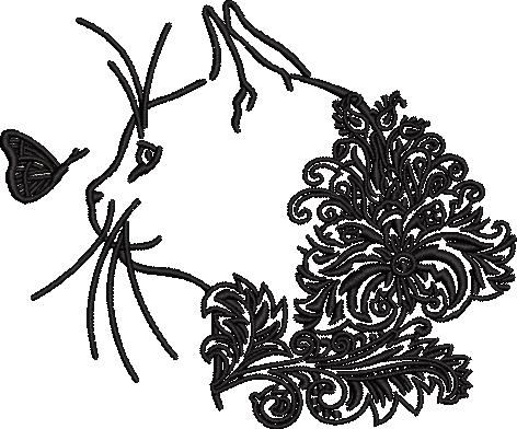 Floral Cat And Butterfly Floral Cat And Butterfly