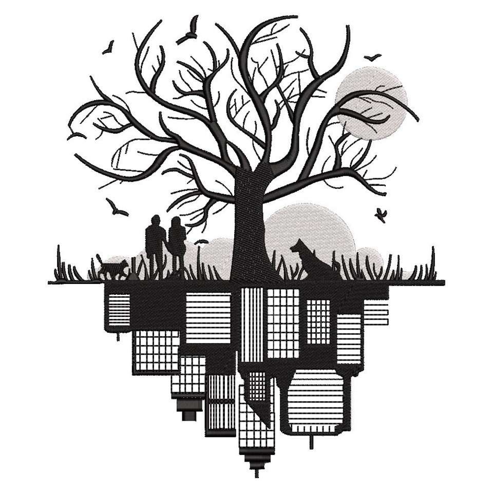 Tree with City reflection