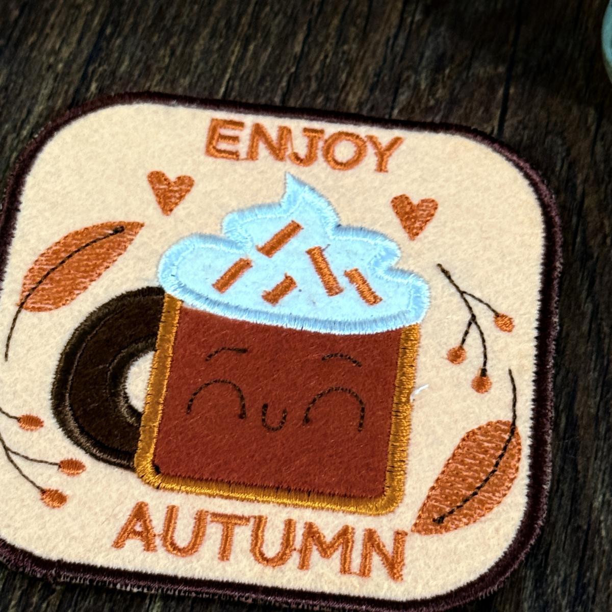 Autumn Hot Chocolate ITH Applique Coaster Autumn Hot Chocolate ITH Applique Coaster