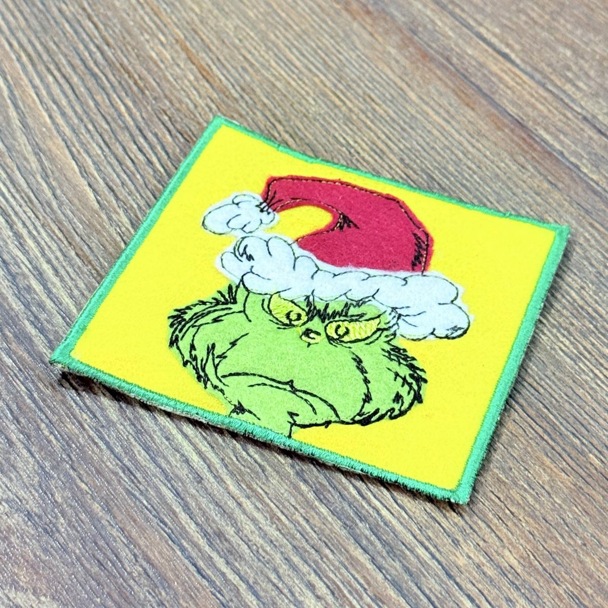 Frowning Christmas Thief Applique Coaster ITH Frowning Christmas Thief Applique Coaster ITH