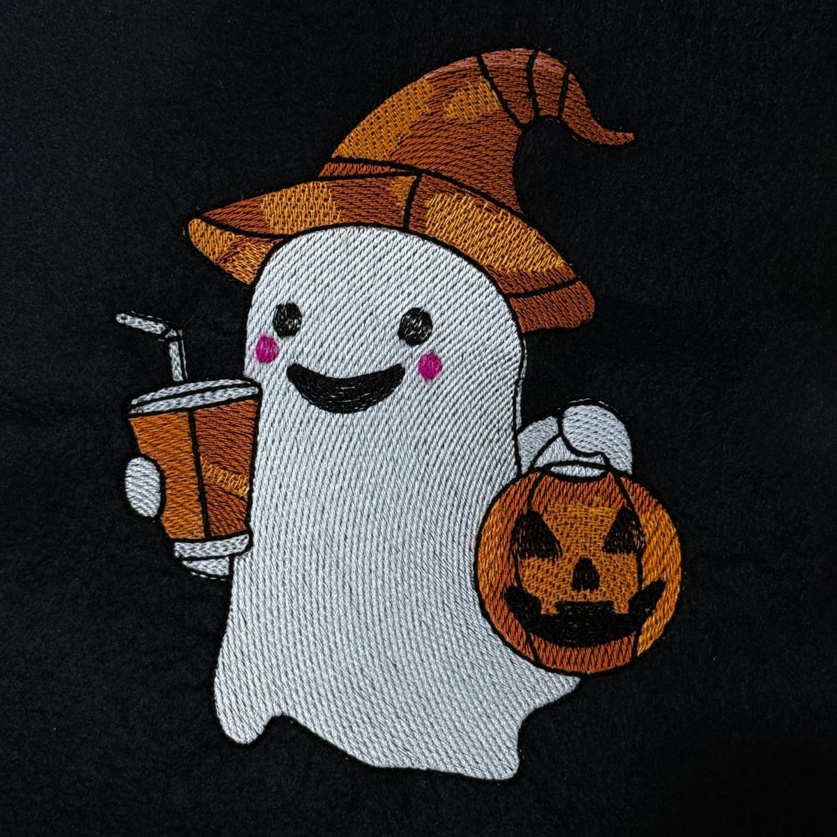 Ghost With Pumpkin And Drink