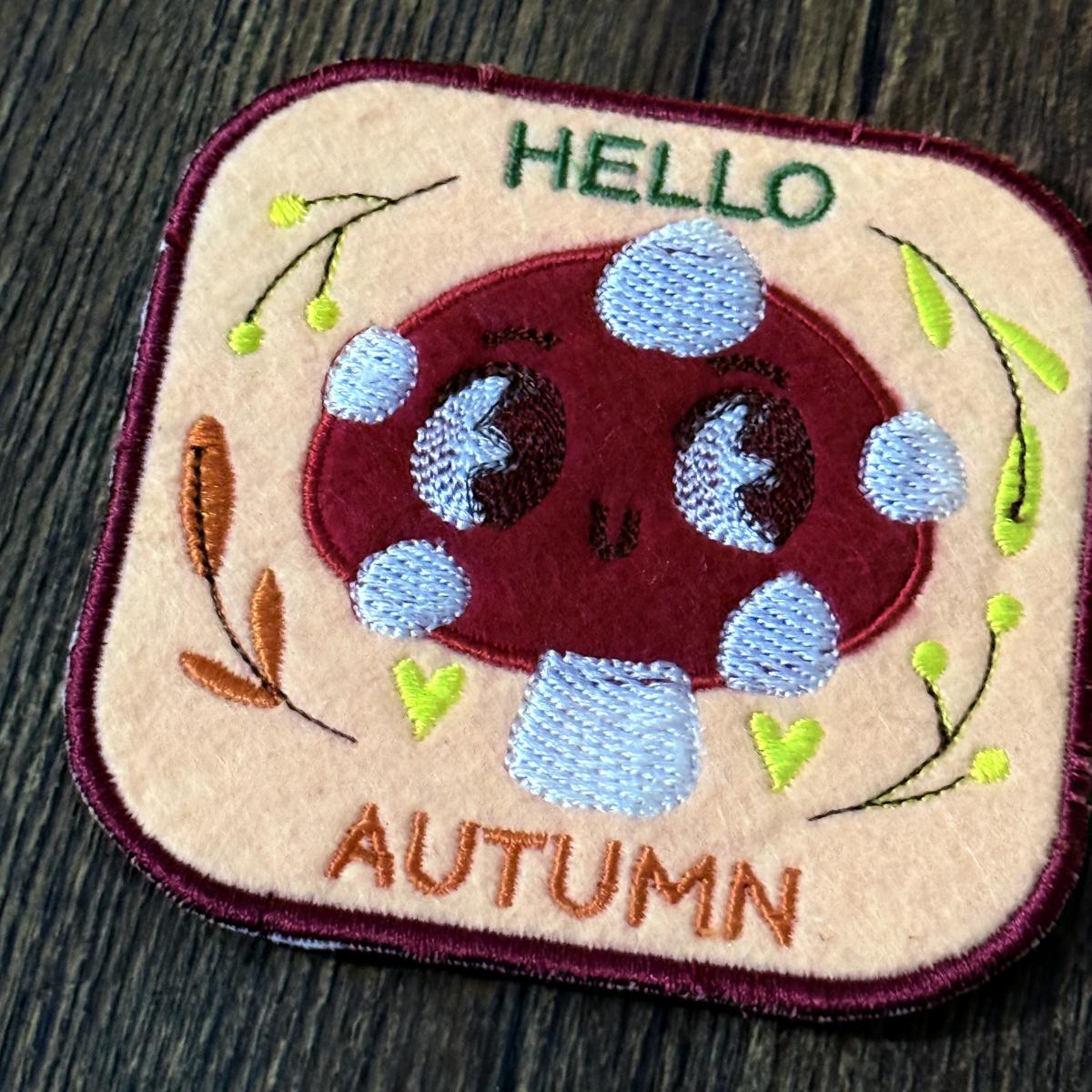 HELLO AUTUMN Mushroom ITH Applique Coaster HELLO AUTUMN Mushroom ITH Applique Coaster