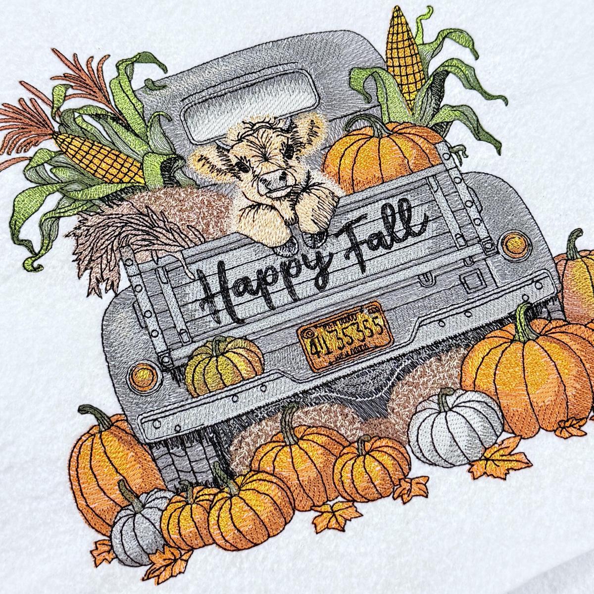 Happy Fall Truck With Baby Cow Happy Fall Truck With Baby Cow