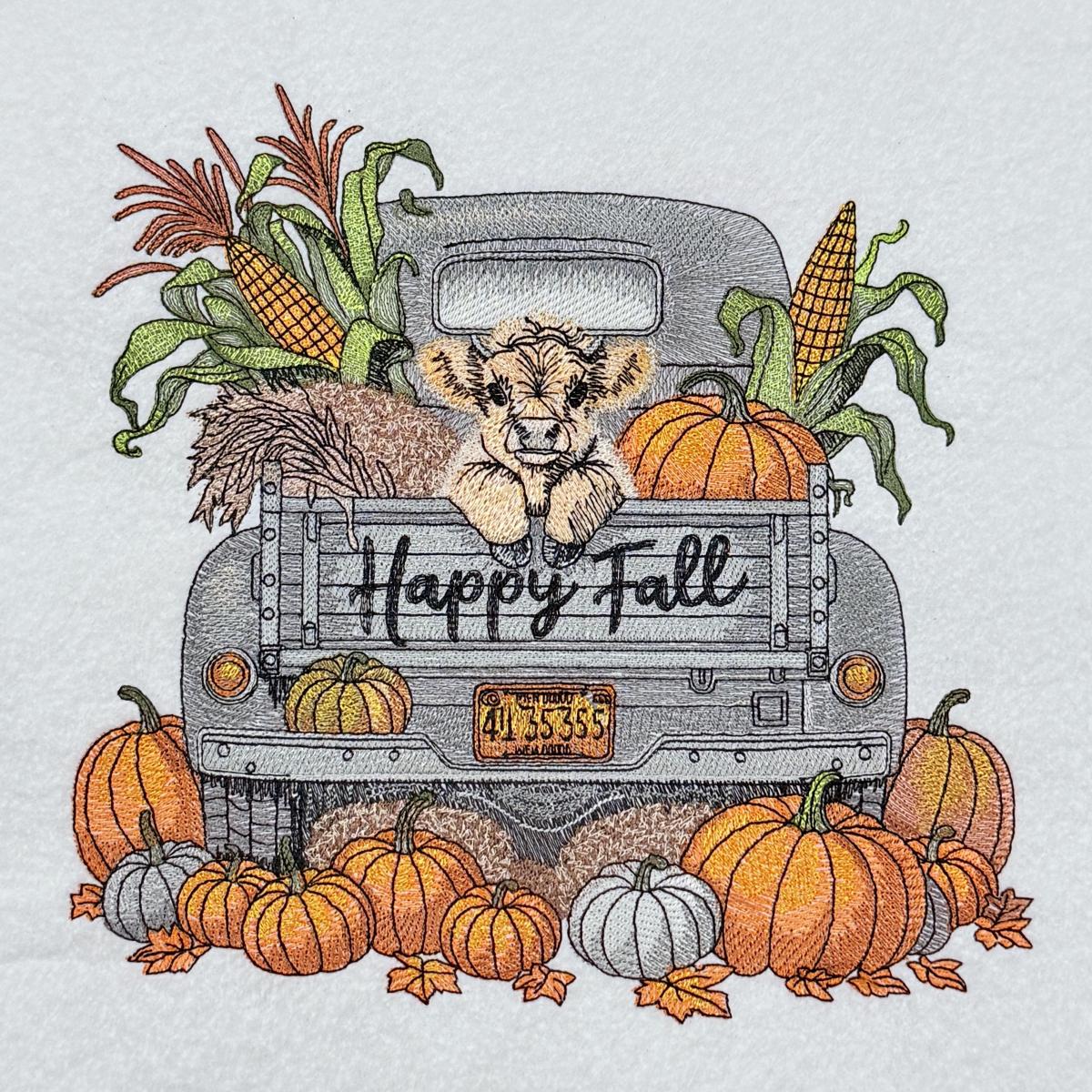 Happy Fall Truck With Baby Cow Happy Fall Truck With Baby Cow