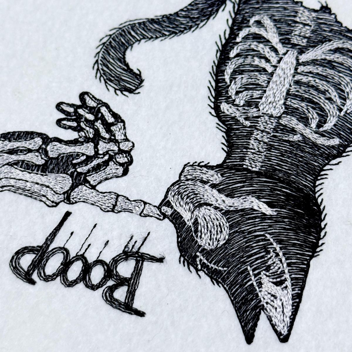Skeleton Booping Black Cat