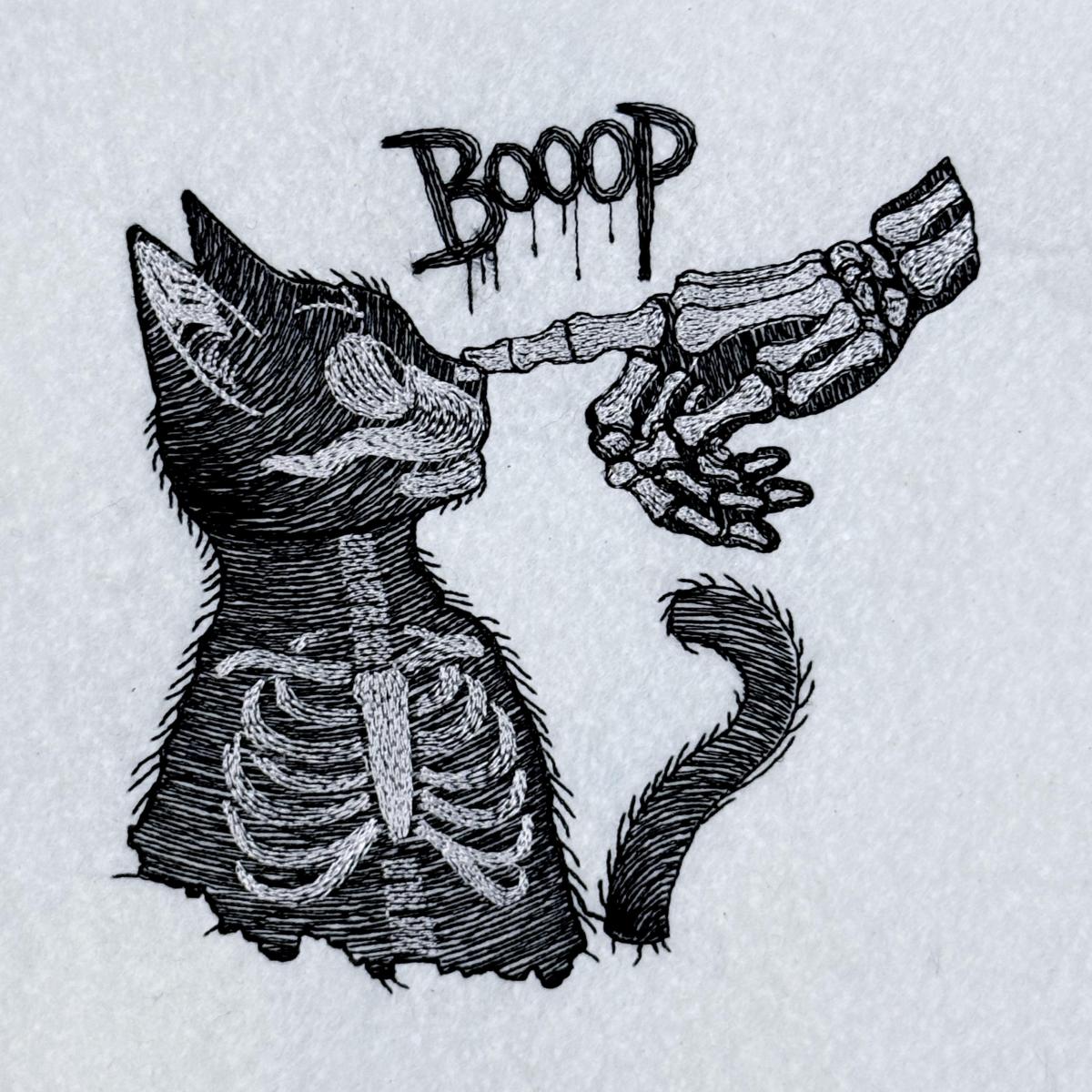 Skeleton Booping Black Cat