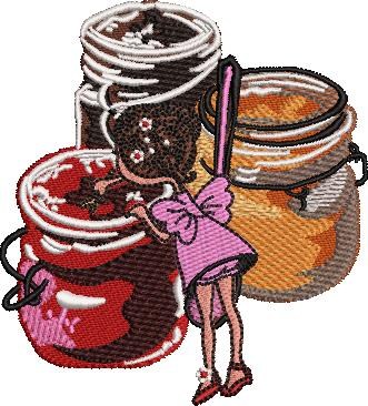 Girl with Honey Bottles Girl with Honey Bottles
