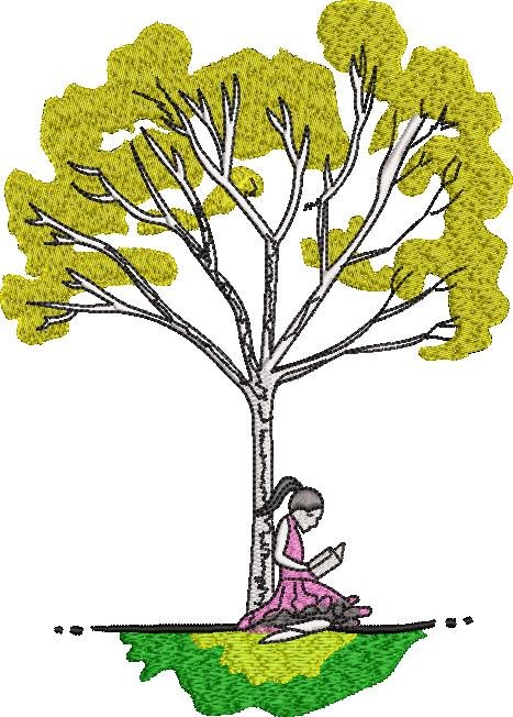 Girl Reading Book Sitting by Tree Girl Reading Book Sitting by Tree