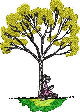 Girl Reading Book Sitting by Tree Girl Reading Book Sitting by Tree