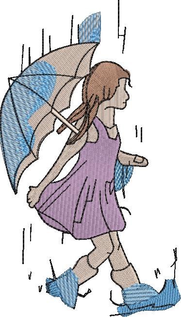 Girl Walking In Rain