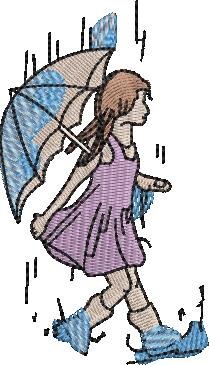Girl Walking In Rain