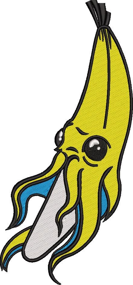 Angry Banana Squid Embroidery Pattern