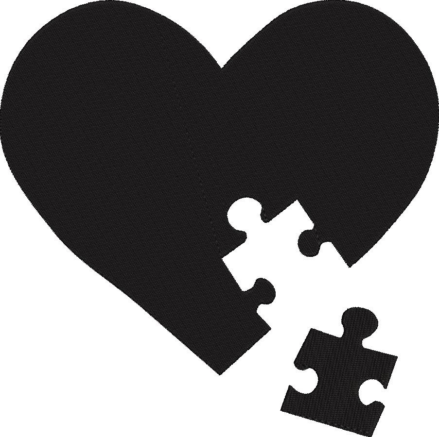 Black Heart Puzzle Embroidery Pattern