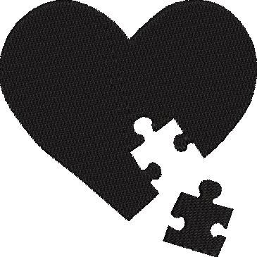 Black Heart Puzzle Embroidery Pattern