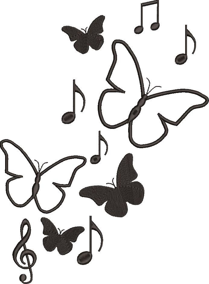 Music Signs And Butterflies Embroidery Pattern Music Signs And Butterflies Embroidery Pattern