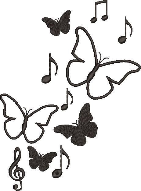 Music Signs And Butterflies Embroidery Pattern Music Signs And Butterflies Embroidery Pattern