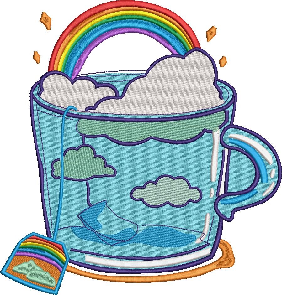 Cup Of Clouds And Rainbow Embroidery Pattern Cup Of Clouds And Rainbow Embroidery Pattern