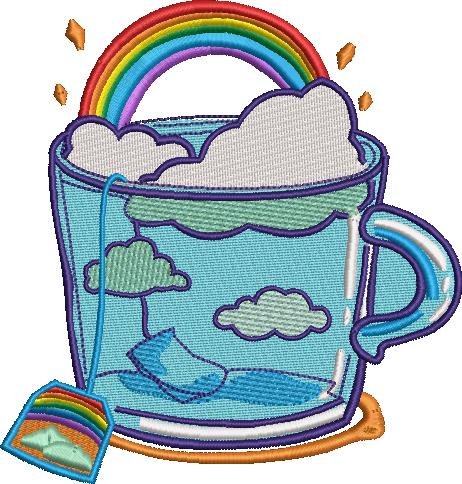 Cup Of Clouds And Rainbow Embroidery Pattern Cup Of Clouds And Rainbow Embroidery Pattern