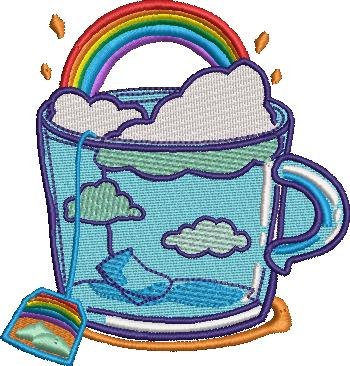 Cup Of Clouds And Rainbow Embroidery Pattern Cup Of Clouds And Rainbow Embroidery Pattern
