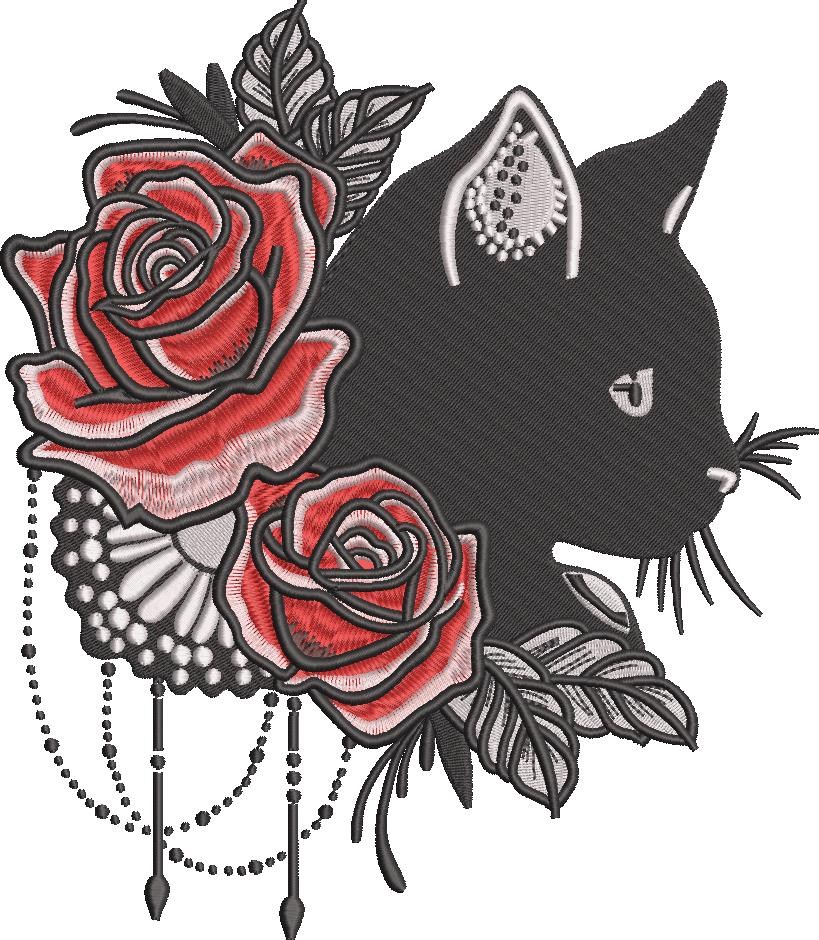 Floral Cat Silhouette Floral Cat Silhouette