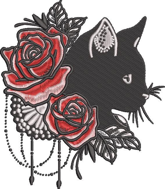 Floral Cat Silhouette Floral Cat Silhouette